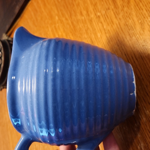 Vintage Pottery Beehive Ringware Small Blue Pitcher - Picture 3 of 6